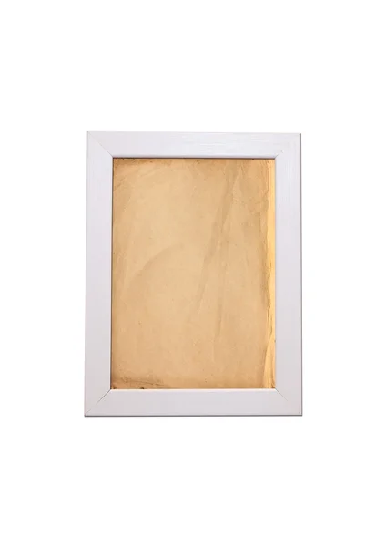 Old paper texture background in white wooden frame — Stock Photo, Image
