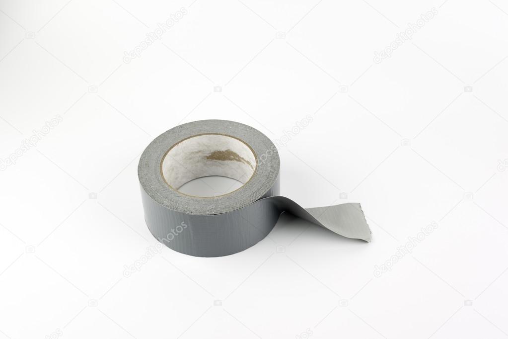 Silver duct tape on a white background