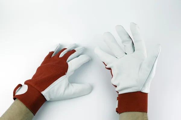Leather work gloves on a white background — Stock Photo, Image
