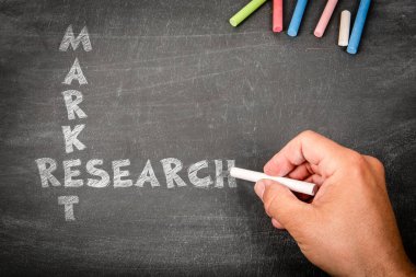 Pazar Araştırması Konsepti El Tarafından Tahtada Tebeşir ile Yazıldı.
