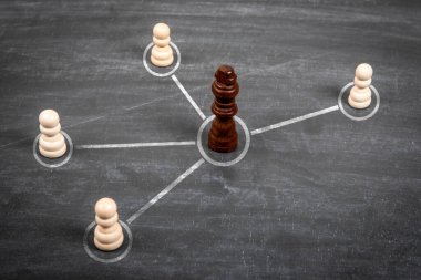 Liderlik ve Takım Yapısı Merkezi Satranç Parçası Gösterme Konsepti Takım Üyelerine Bağlı