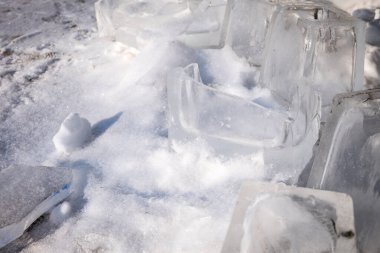 Büyük buz bloklarını kapatın ve kar yüzeyindeki buz parçalarını kırın.
