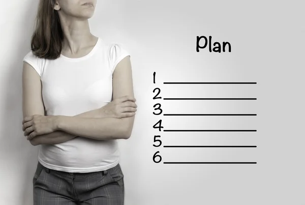 Business woman and plan — Stock Photo, Image