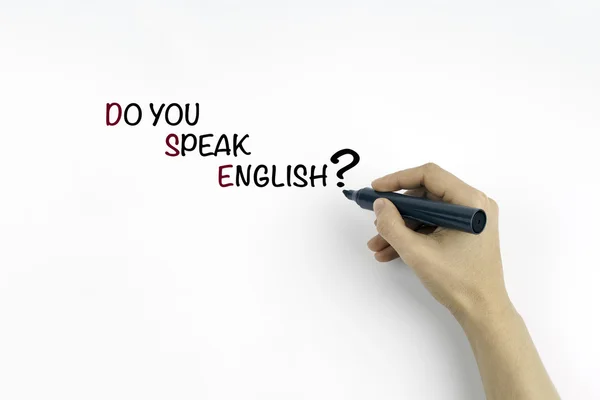 Mano con marcador escribiendo texto: ¿Hablas inglés? ? — Foto de Stock