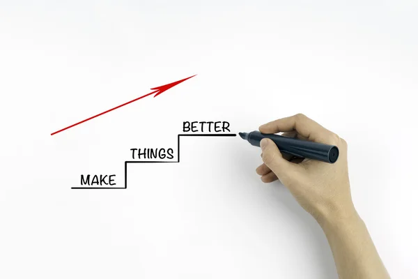 Mano con marcador de escritura - Hacer las cosas mejor — Foto de Stock