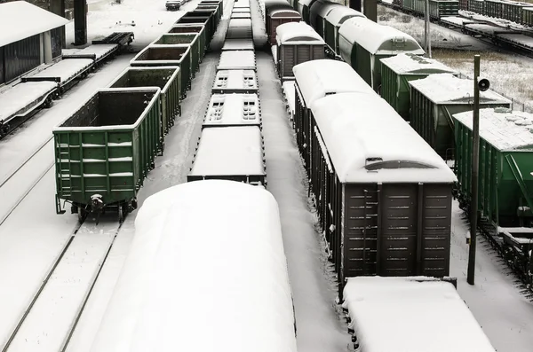 Treni merci in inverno — Foto Stock