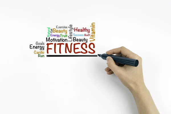 Hand met de markeerdraad fitness concept schrijven — Stockfoto