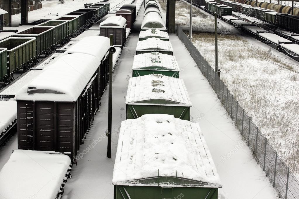 Cargo trains in winter