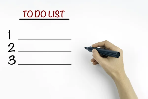 Hand met de markeerdraad. Lege To Do List lijst bedrijfsconcept, grafiek, — Stockfoto