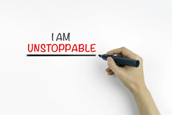Ręka z pisania markerem: I 'm Unstoppable — Zdjęcie stockowe