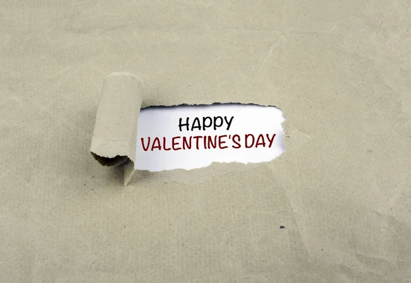 Inscriptie onthuld op oud papier - Happy Valentine's Day — Stockfoto