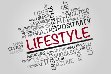 LIFESTYLE kelime bulut, fitness, spor, sağlık konsepti