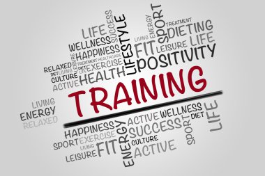 Öğretici kelime bulut, fitness, spor, sağlık konsepti