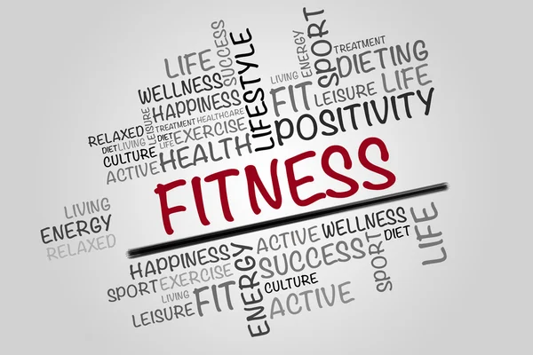 Fitness word cloud, sport, fitness en gezondheid concept — Stockfoto