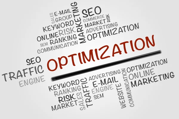 OPTIMIZATION слово хмара, бізнес-концепція — стокове фото