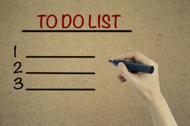 El işareti ile. Boş yapılacaklar listesi liste iş kavramı, grafik,