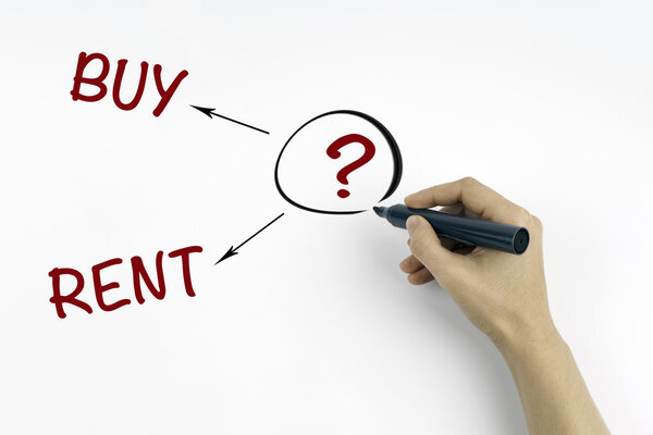 Hand with marker writing Buy or Rent concept