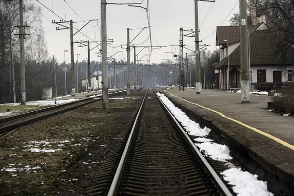 Ferrocarriles o vías férreas para el transporte ferroviario — Foto de Stock