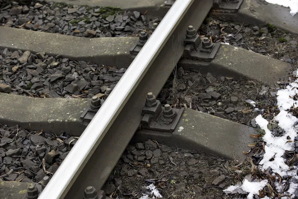 Eisenbahn oder Gleise für den Zugverkehr — Stockfoto