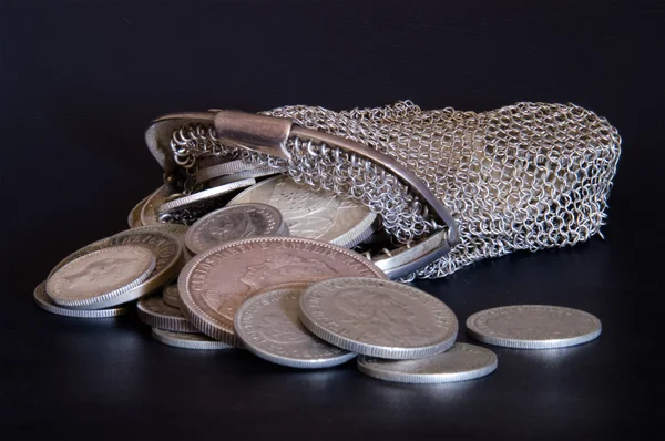 Coins and coin wallet — Stock Photo, Image