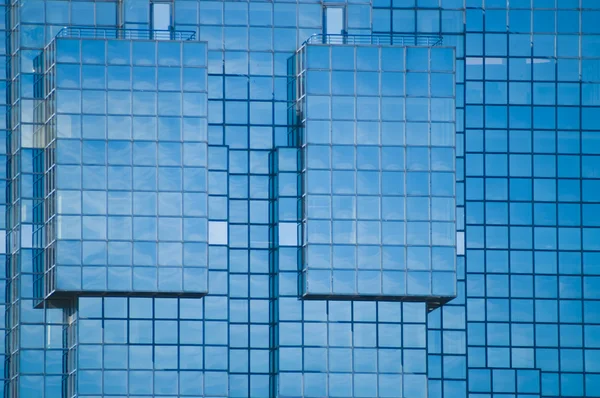 Nära håll blå byggnad fasad — Stockfoto