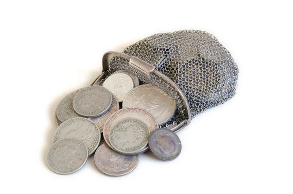 Coins and coin wallet — Stock Photo, Image