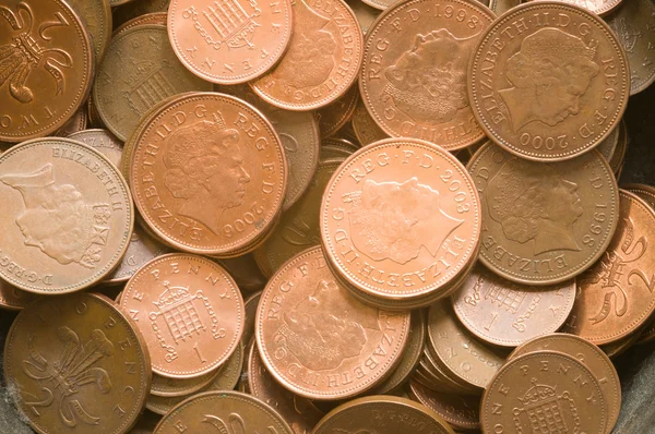 Penny and 2 pence coins — Stock Photo, Image