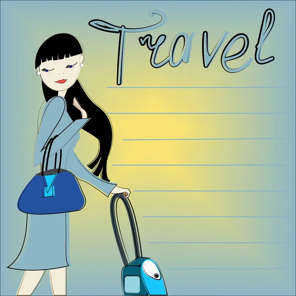 The traveller on a blue background — Stock Vector