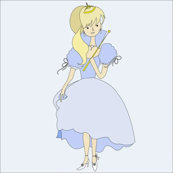 Princess in blue dress — Stock Vector