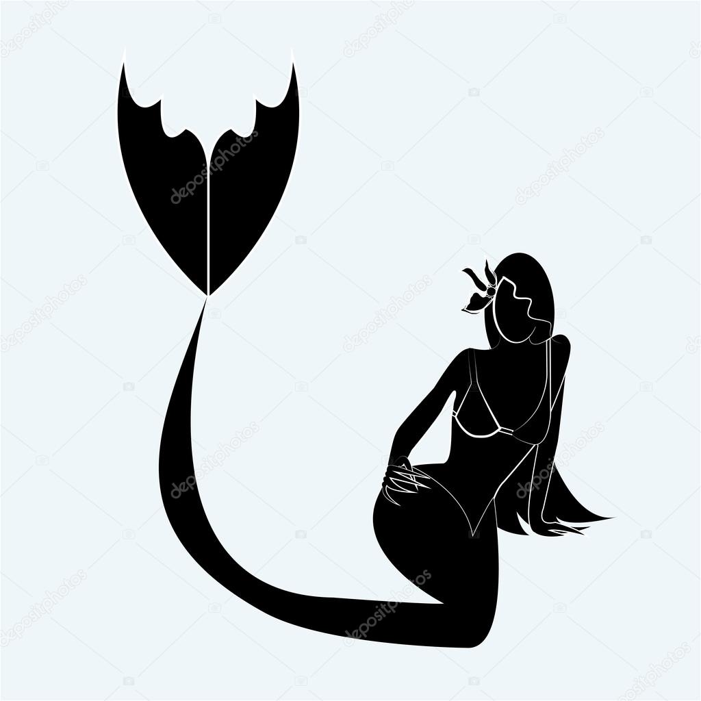 Die Kontur Meerjungfrau gebracht — Stockvektor © Laziness #66704079