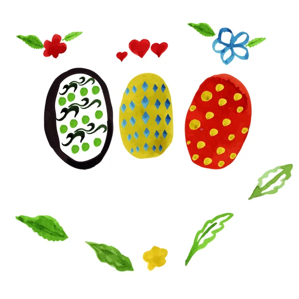 Conjunto de huevos de Pascua acuarela — Archivo Imágenes Vectoriales