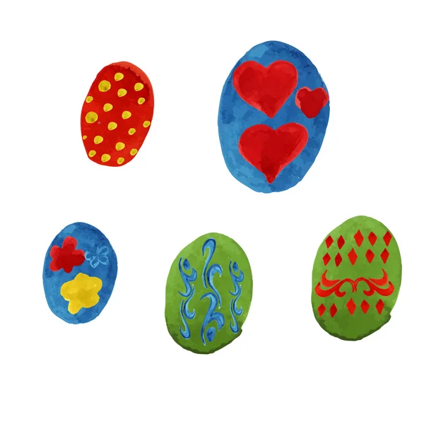 Serie di uova di Pasqua ad acquerello — Vettoriale Stock