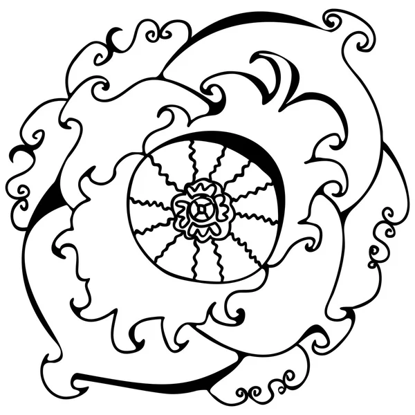 Illustration vectorielle motif caniche noir et blanc dessinée à la main — Image vectorielle