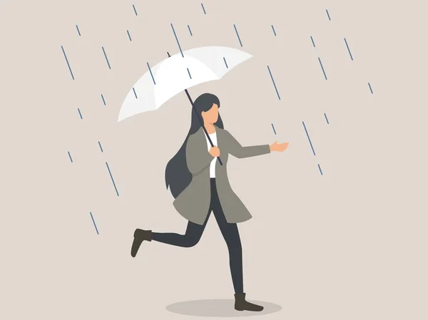 Woman Hold Umbrella Vector Illustration — Stock Vector