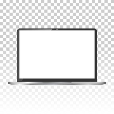 Gerçekçi bilgisayar veya dizüstü bilgisayar arka planda izole edildi. Vektör modellemesi.