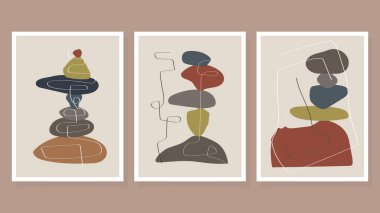 Duvar dekorasyonu, kartpostal ya da broşür tasarımı için yaratıcı minimalist el boyama seti. vektör el çizildi