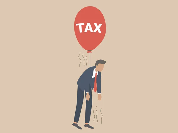 为了支付科罗纳维勒斯危机的费用而增税 商人们带着装有 Tax 字样的气球飞行 — 图库矢量图片