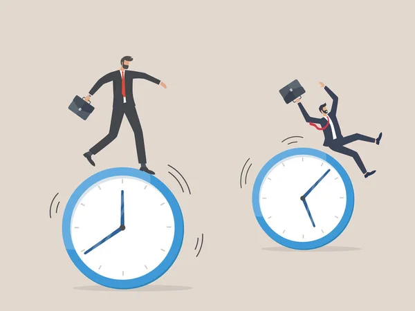 Homens Negócios Montando Relógio Rolante Ilustração Vetorial — Vetor de Stock