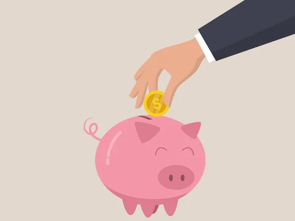 Piggy Bank klasiğine el çabukluğu. Vektör çizgi film illüstrasyonu
