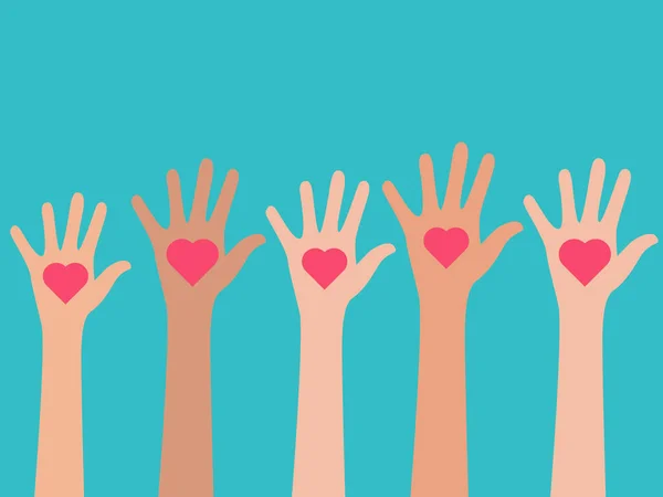 Mani Con Cuore Simbolo Della Carità Donazione Vettoriale Illustrazione — Vettoriale Stock