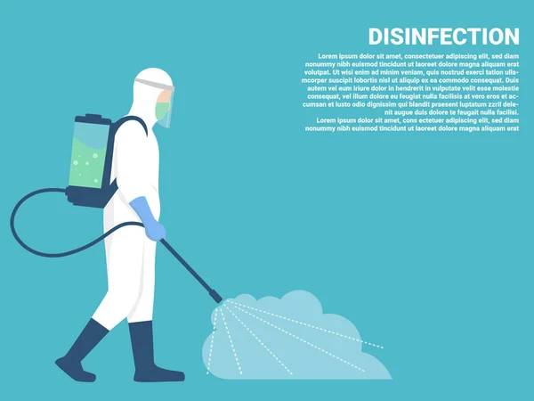 Tehlikeli Madde Uzmanı Koruyucu Giysi Gaz Maskesi Dezenfeksiyon Koronavirüsü Için — Stok Vektör