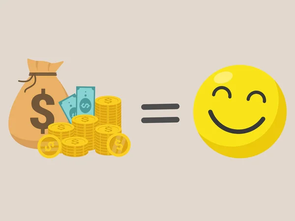 Платити Концепцію Щасливого Способу Життя Гроші Купують Щастя Гроші Вектор — стоковий вектор