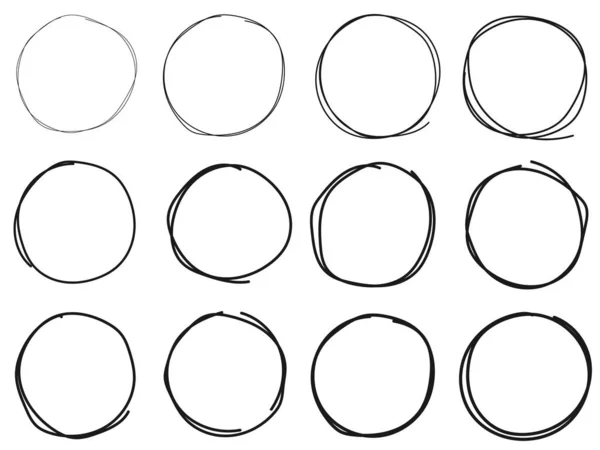 Håndtegnet Scribble Cirkel Sæt Design Vector – Stock-vektor