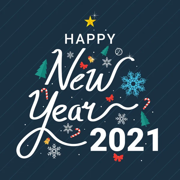 Dekoracyjny Napis Szczęśliwego Nowego Roku 2021 — Wektor stockowy