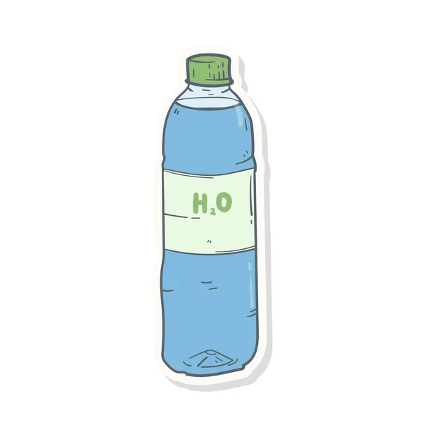 Handgezeichneter Cartoon Plastikflaschenaufkleber Mit H2O Text — Stockvektor