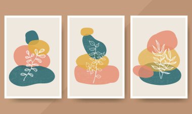 Soyut organik şekilli asgari posterler.