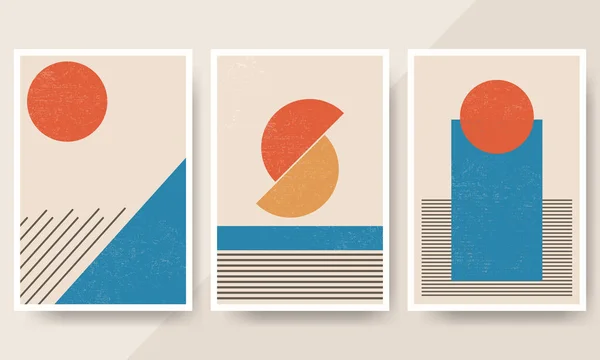 Set Van Minimale 20S Geometrische Vormen Elementen Ontwerp Posters — Stockvector