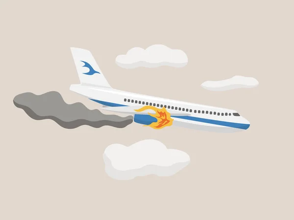 Flugzeugabsturz Cartoon Illustration Flugzeugunfallkonzept — Stockvektor