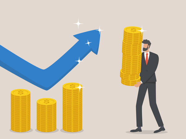 businessman raise the budget, the concept of increasing finance