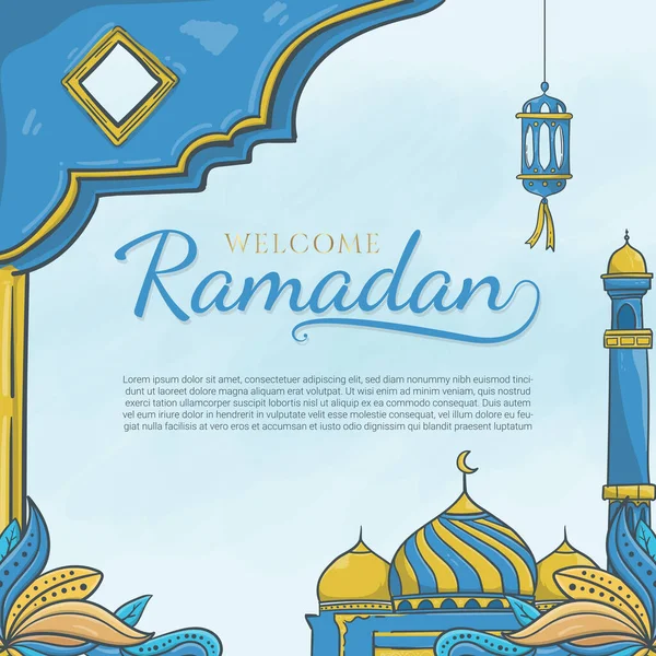 手描きようこそラマダーンとイスラムの飾り — ストックベクタ